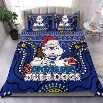 Canterbury-Bankstown Bulldogs Christmas Custom Bedding Set - Christmas Knit Patterns Vintage Jersey Ugly Bedding Set
