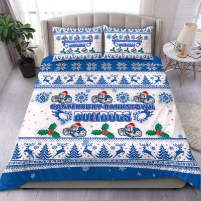 Canterbury-Bankstown Bulldogs Christmas Bedding Set - Canterbury-Bankstown Bulldogs Special Ugly Christmas Bedding Set