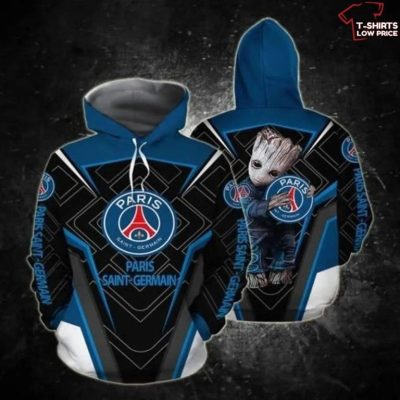 Paris Saint-Germain FC The Groot Black Blue Pullover Hoodie
