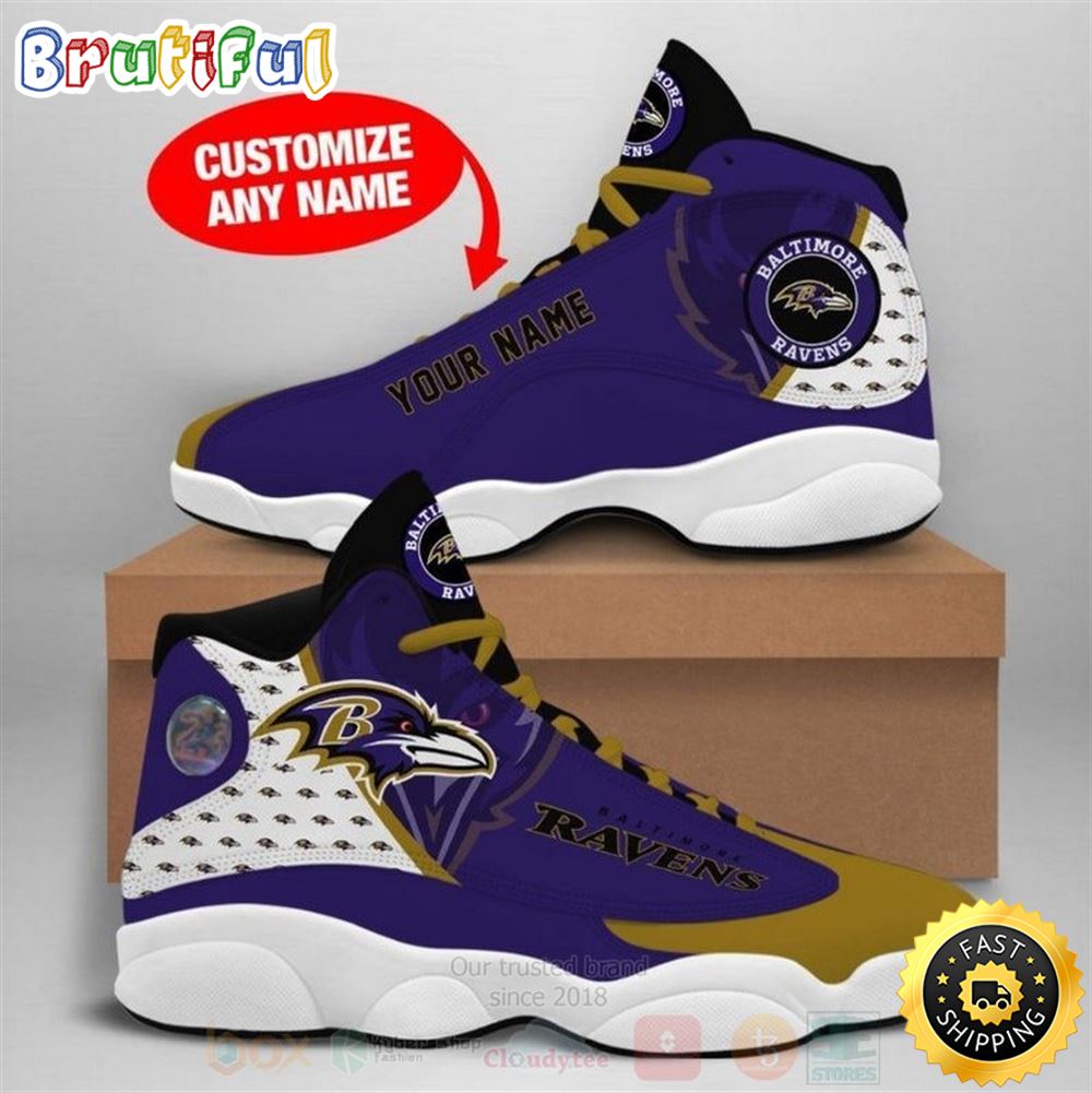 Baltimore Ravens Football Team Nfl Custom Name Air Jordan 13 Shoes Baltimore Ravens Football Team Nfl Custom Name Air Jordan 13 Shoes