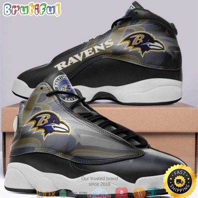 Baltimore Ravens Nfl Big Logo Football Team Air Jordan 13 Sneaker Shoes