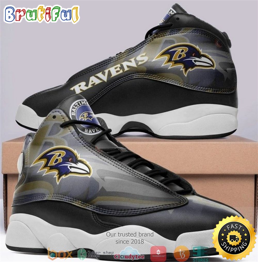 Baltimore Ravens Nfl Big Logo Football Team Air Jordan 13 Sneaker Shoes Baltimore Ravens Nfl Big Logo Football Team Air Jordan 13 Sneaker Shoes