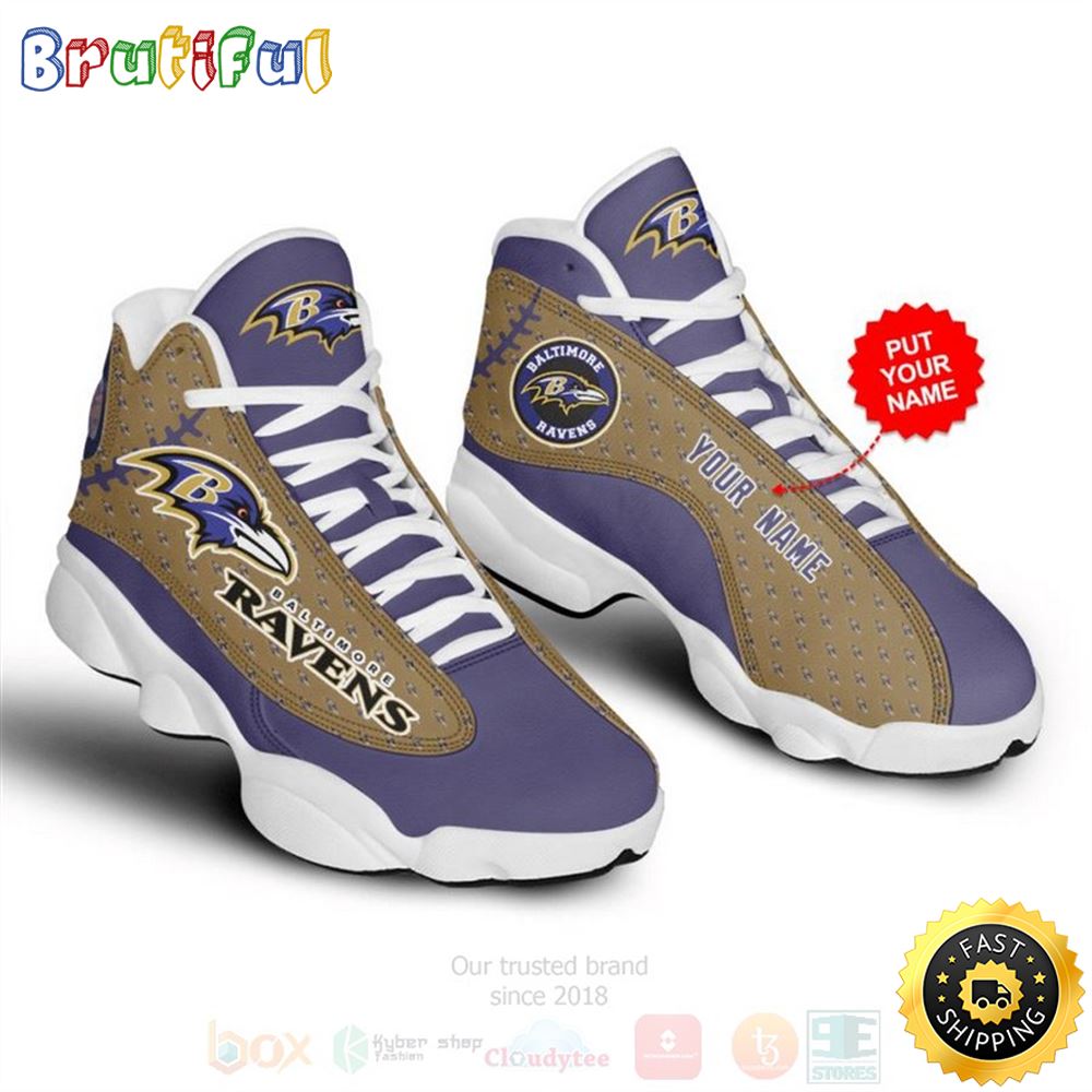 Baltimore Ravens Nfl Football Custom Name Air Jordan 13 Shoes
