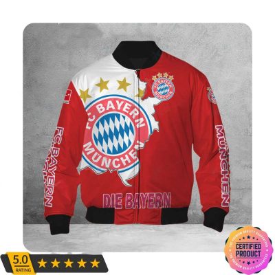 Bayern Munich Red White Scratch Bomber Jacket