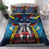 Gold Coast Titans Anzac Day Custom Watercolour Bedding Set - Remembrance Indigenous Titans With Poppy Flower