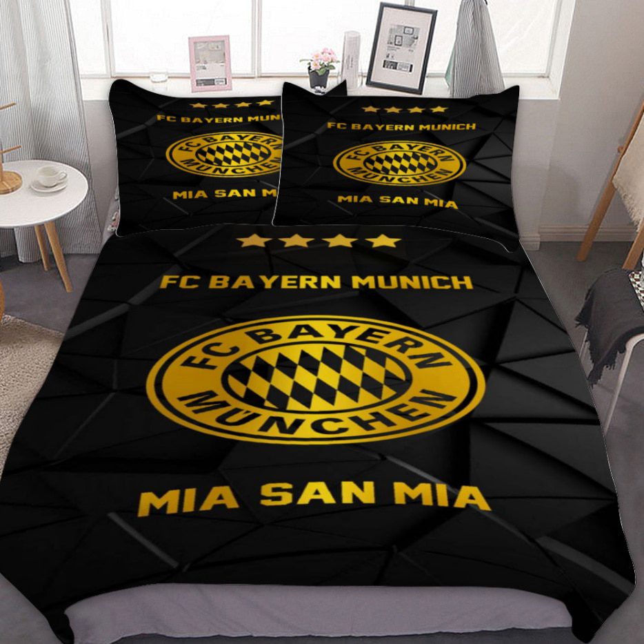 Bayern Munich Gold Black Mia San Mia Bedding Set Bayern Munich Gold Black Mia San Mia Bedding Set