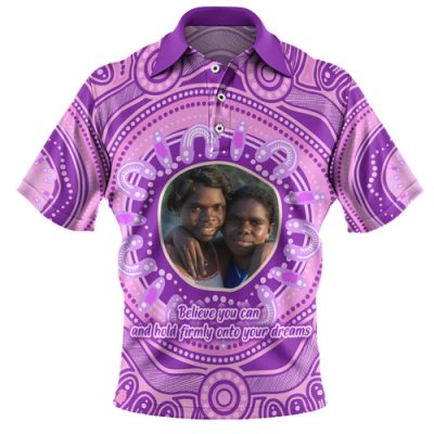 Australia Aboriginal Custom Polo Shirt - Believe You Can And Hold Firmly Onto Your Dreams Personalised Photo (Pink) Polo Shirt