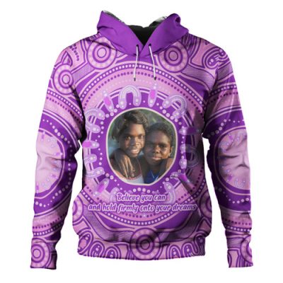 Australia Aboriginal Custom Hoodie - Believe You Can And Hold Firmly Onto Your Dreams Personalised Photo (Purple) Hoodie