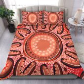 Australia Bedding Set Aboriginal Big Flowers In Dot Painting Inspired