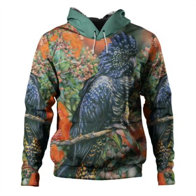 Australia Black Cockatoo  Hoodie - Black Cockatoo and Flowering Gum Hoodie