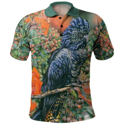 Australia Black Cockatoo  Polo Shirt - Black Cockatoo and Flowering Gum Polo Shirt