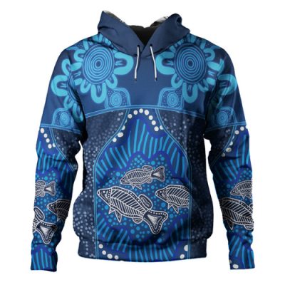 Australia Aboriginal Custom Hoodie - Blue Aboriginal Dot With Fish Personalised Photo Hoodie