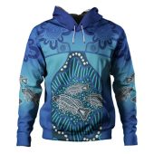 Australia Aboriginal Custom Hoodie - Blue Aboriginal Dot With Fish Hoodie