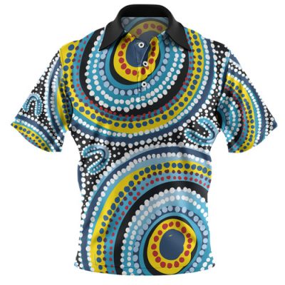 Australia Aboriginal Polo Shirt - Aboriginal Dot Art Style Painting Inspired Polo Shirt