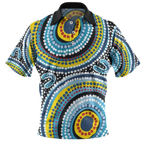 Australia Aboriginal Polo Shirt - Aboriginal Dot Art Style Painting Inspired Polo Shirt Australia Aboriginal Polo Shirt - Aboriginal Dot Art Style Painting Inspired Polo Shirt