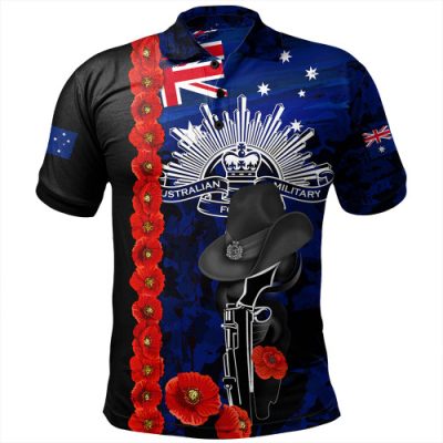 Australia Polo Shirt Poppy Line Anzac Memorial