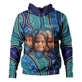 Australia Personalised Aboriginal Custom Hoodie - River And Turtles Dot Art Painting Blue Hoodie