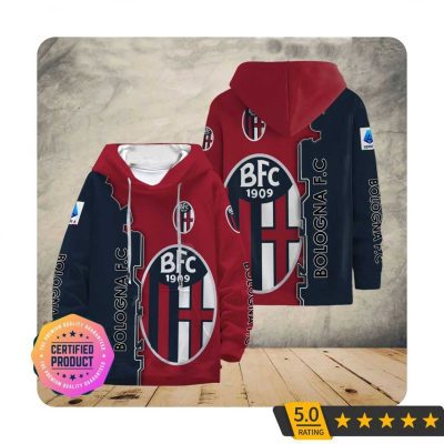 Bologna FC Red Dark Blue Logo Pullover Hoodie