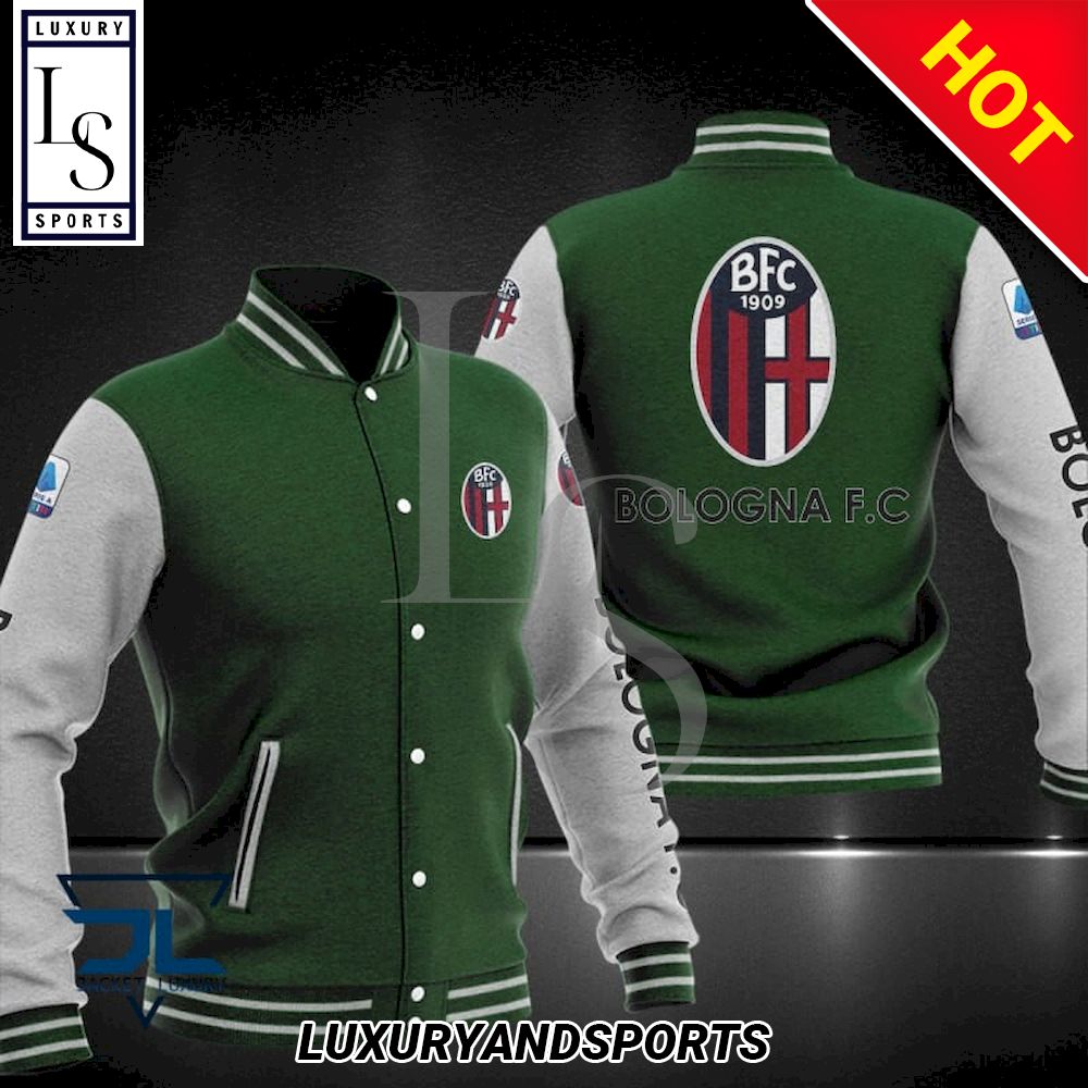 Bologna FC Green White Baseball Jacket Bologna FC Green White Baseball Jacket