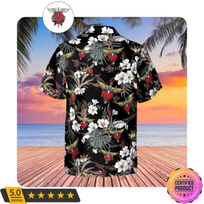Bon Jovi Tropical Forest Black Hawaiian Shirt