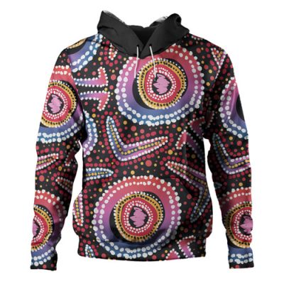 Australia Dot Painting Inspired Aboriginal Hoodie - Boomerang From Aboriginal Art Hoodie