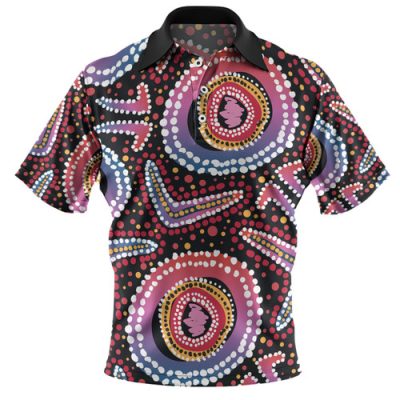 Australia Dot Painting Inspired Aboriginal Polo Shirt - Boomerang From Aboriginal Art Polo Shirt
