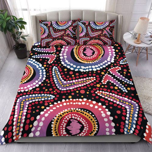 Australia Dot Painting Inspired Aboriginal Bedding Set - Boomerang From Aboriginal Art Bedding Set Australia Dot Painting Inspired Aboriginal Bedding Set - Boomerang From Aboriginal Art Bedding Set