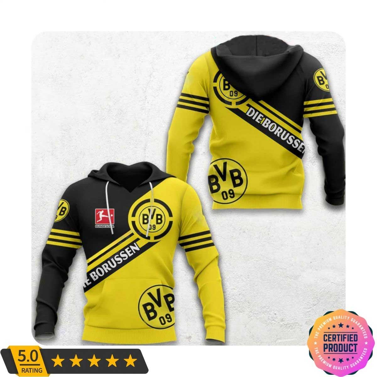 Borussia Dortmund Bundesliga Black Yellow Pullover Hoodie Borussia Dortmund Bundesliga Black Yellow Pullover Hoodie