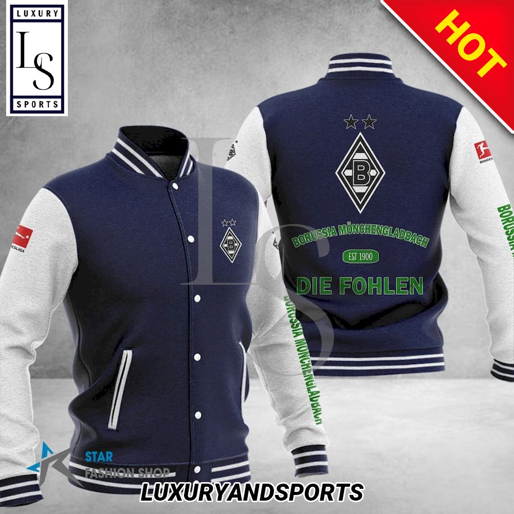 Borussia M?nchengladbach Dark Blue White Baseball Jacket Borussia M?nchengladbach Dark Blue White Baseball Jacket
