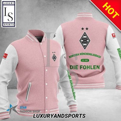 Borussia M?nchengladbach Pink White Baseball Jacket