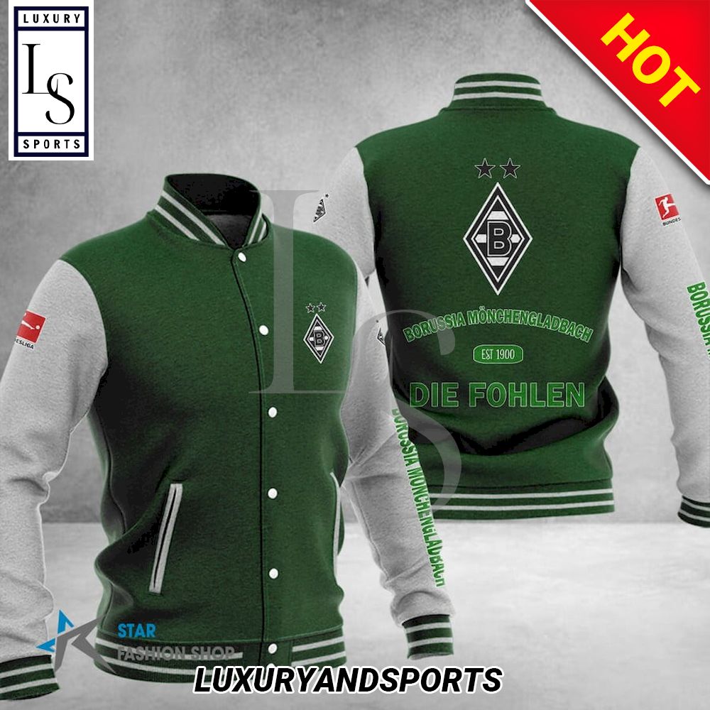 Borussia M?nchengladbach Dark Green White Baseball Jacket Borussia M?nchengladbach Dark Green White Baseball Jacket