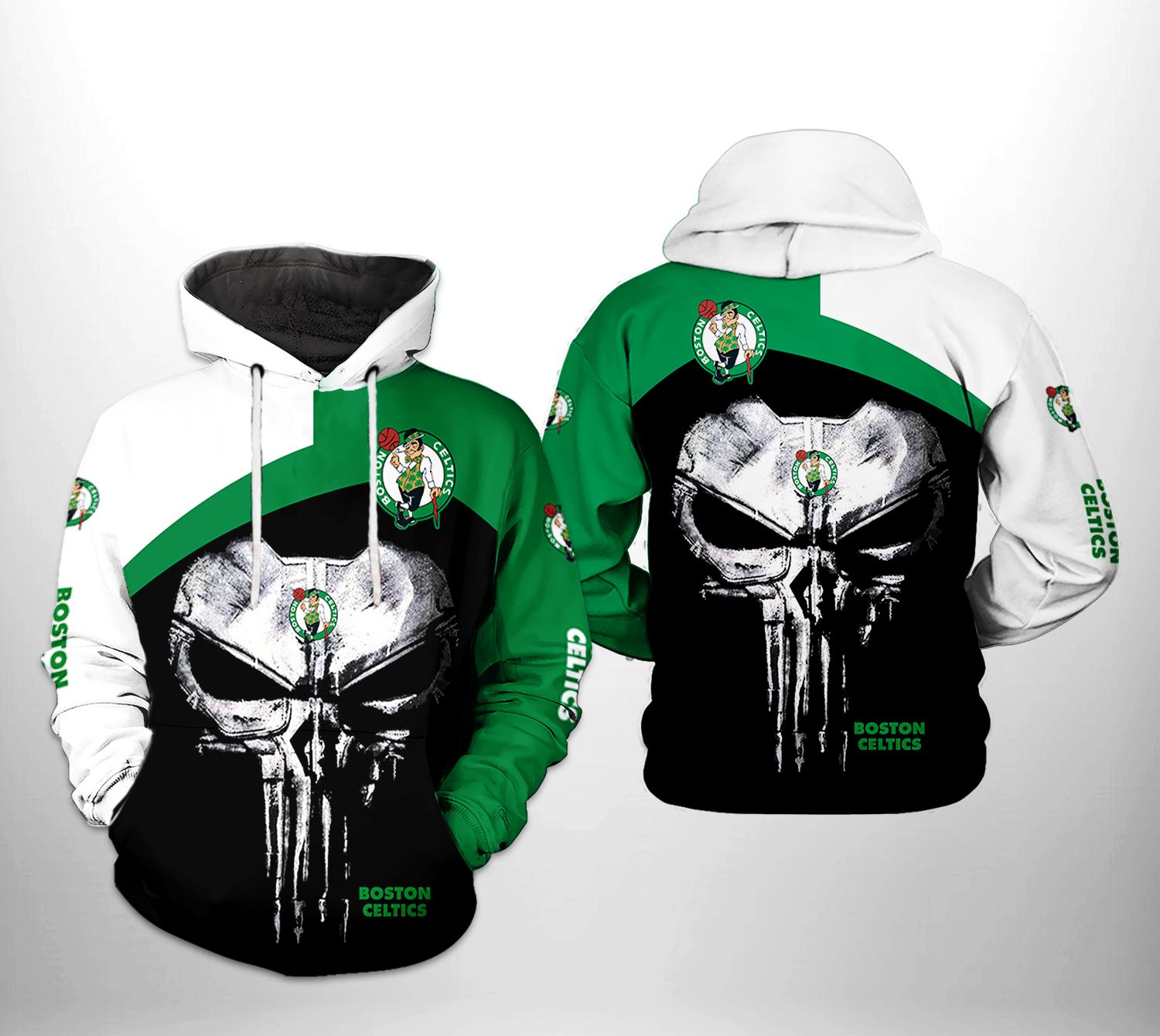NBA Boston Celtics Skull Green Black Pullover Hoodie NBA Boston Celtics Skull Green Black Pullover Hoodie