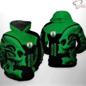 NBA Boston Celtics Green Black Skull Pullover Hoodie