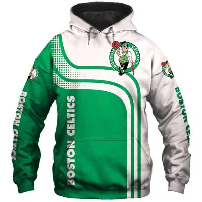 NBA Boston Celtics White Green Curves Pullover Hoodie