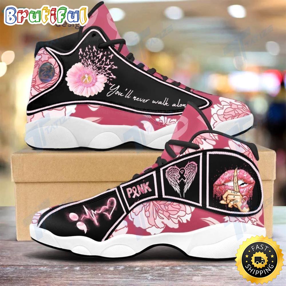 Breast Cancer Flower Youll Never Walk Alone Air Jordan 13 Sneakers
