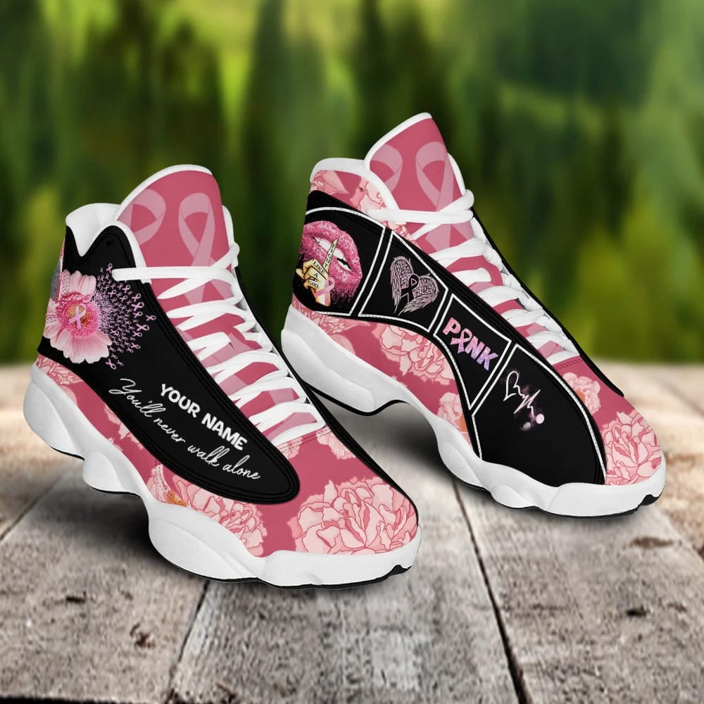 Breast Cancer You'll never walk alone Flower custom name JD13 Shoes