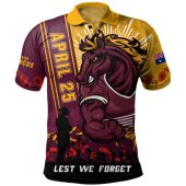 Brisbane Broncos Polo Shirt Anzac Day Lest We Forget Strong Fighting Spirit