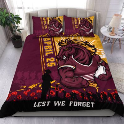 Brisbane Broncos Bedding Set Anzac Day Lest We Forget Strong Fighting Spirit