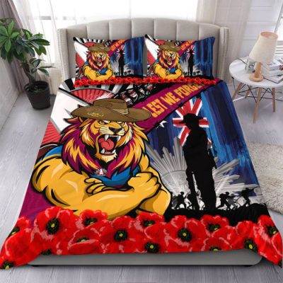 Brisbane Lions Bedding Set Anzac Day Honor United In Spirit