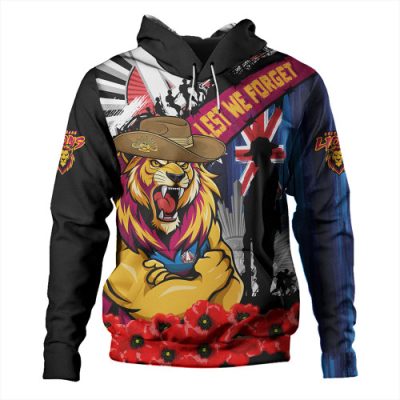 Brisbane Lions Hoodie Anzac Day Honor United In Spirit