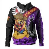 Brisbane Lions Hoodie ANZAC Day Honor Purple Valor And Spirit