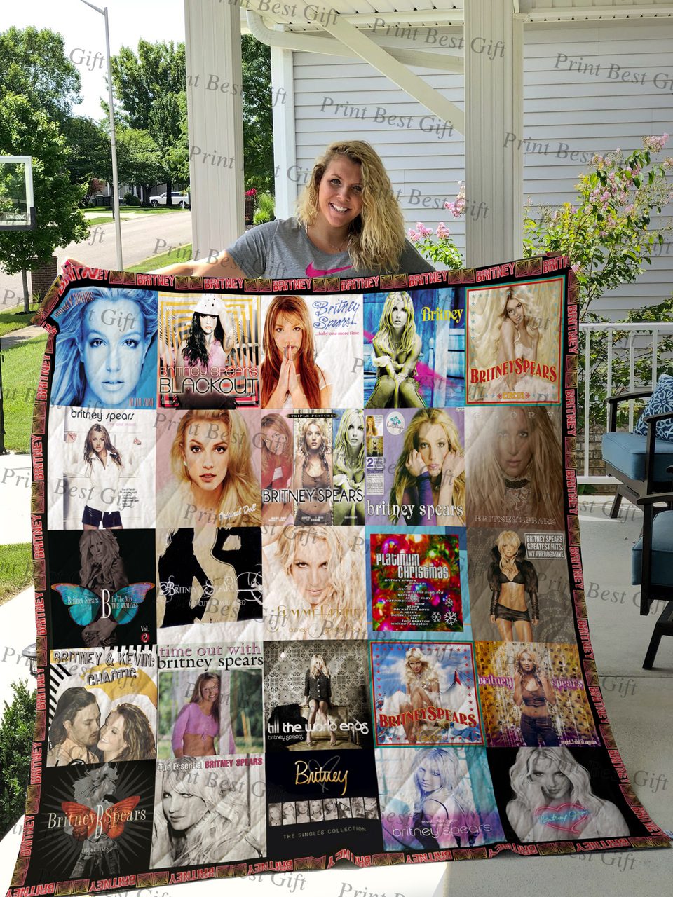 Britney Spears Albums Cover Poster Quilt Blanket V1 Britney Spears Albums Cover Poster Quilt Blanket V1