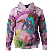Australia Aboriginal Hoodie - Brolga Bird Dancing With Australia Native Flowers Hoodie