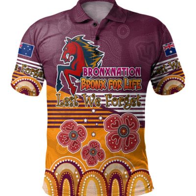 Brisbane Broncos Anzac Custom Polo Shirt - Anzac Day Bronxnation for Life Polo Shirt