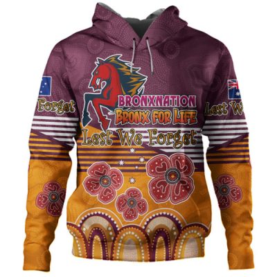 Brisbane Broncos Anzac Custom Hoodie - Anzac Day Bronxnation for Life Hoodie