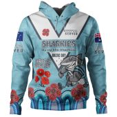 Cronulla-Sutherland Sharks Anzac Custom Hoodie - Up Up The Heroes Hoodie