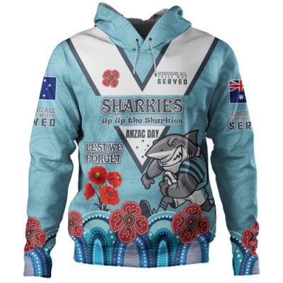 Cronulla-Sutherland Sharks Anzac Custom Hoodie - Up Up The Heroes Hoodie