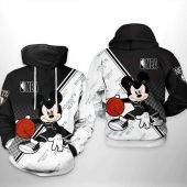 NBA Brooklyn Nets Black White Mickey Pullover Hoodie