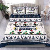 North Queensland Cowboys Christmas Bedding Set - North Queensland Cowboys Special Ugly Christmas Bedding Set