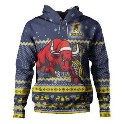 North Queensland Cowboys Christmas Custom Hoodie - Ugly Xmas And Aboriginal Patterns For Die Hard Fan Hoodie